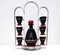 Set da liquore vintage in vetro nero e rosso di Moretti & Nason per Nasonmoretti, Italia, anni '30, set di 7, Immagine 1