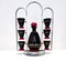 Vintage Black and Red Glass Liqueur Drinking Set by Moretti & Nason for Nasonmoretti, Italy, 1930s, Set of 7 1