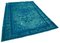 Grand Tapis Fait Main Turquoise en Laine Surteinte, 1960s 3