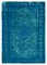 Grand Tapis Fait Main Turquoise en Laine Surteinte, 1960s 1