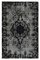Vintage Black Hand Knotted Wool Overdyed Rug, Image 1