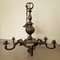 Antique Brass Chandelier with Six Bulbs, Image 3