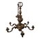 Antique Brass Chandelier with Six Bulbs, Image 1