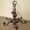 Antique Brass Chandelier with Six Bulbs, Image 2