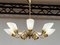 Large German Brass Seven-Arm Sputnik Chandelier with Art Glass Shades, 1960s, Image 1