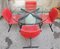 Dining Chairs in Iron and Red Fabric by Giovanni Offredi for Saporiti, 1970s, Set of 4 2