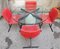 Dining Chairs in Iron and Red Fabric by Giovanni Offredi for Saporiti, 1970s, Set of 4, Image 2