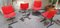 Dining Chairs in Iron and Red Fabric by Giovanni Offredi for Saporiti, 1970s, Set of 4, Image 1