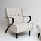 White Lounge Chairs with Black Armrests, Italy, 1950s, Set of 2 3
