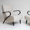 Fauteuils Blancs avec Accoudoirs Noirs, Italie, 1950s, Set de 2 4