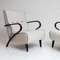 White Lounge Chairs with Black Armrests, Italy, 1950s, Set of 2 4