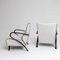 White Lounge Chairs with Black Armrests, Italy, 1950s, Set of 2 7