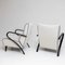White Lounge Chairs with Black Armrests, Italy, 1950s, Set of 2, Image 8