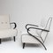 White Lounge Chairs with Black Armrests, Italy, 1950s, Set of 2 2