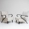 White Lounge Chairs with Black Armrests, Italy, 1950s, Set of 2, Image 1