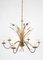 20th Century Spanish Hollywood Regency Gilt Metal Toleware Bulrush Chandelier, Image 4