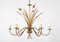 20th Century Spanish Hollywood Regency Gilt Metal Toleware Bulrush Chandelier 5