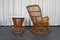 Vintage Armchair and Rattan Table, 1960s, Set of 2 9