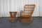 Fauteuil et Table Vintage en Rotin, 1960s, Set de 2 1