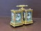 Double Carriage Clock & Barometer with Decorated Porcelain Panels and Key, Image 2