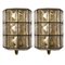 Iron and Bubble Glass Wall Lamps attributed to Limburg, Germany, 1960s, Set of 2 1