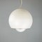 Italian Space Age Opaline Glass & Steel Pendant Light attributed to Fontana Arte, 1940s 4