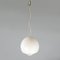 Italian Space Age Opaline Glass & Steel Pendant Light attributed to Fontana Arte, 1940s 3