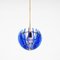 Mid-Century Italian Blue Glass and Brass Pendant attributed to Galvorame, Italy, 1960s 12