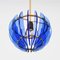 Mid-Century Italian Blue Glass and Brass Pendant attributed to Galvorame, Italy, 1960s 3