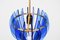 Lámpara colgante italiana Mid-Century de latón y vidrio azul atribuido a Galvorame, Italia, años 60, Imagen 7