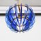 Mid-Century Italian Blue Glass and Brass Pendant attributed to Galvorame, Italy, 1960s, Image 4