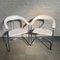 White Leather and Chrome Canasta Armchairs from Arrben, 1980s, Set of 2 1