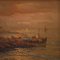 Remo Testa, Fishermen at Sunset, 1950, Oil on Canvas, Framed 11