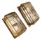 Vintage Spanish Rectangular Brass and Crystals Wall Lights, Set of 2, Image 1