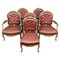 Louis XV Lacquered Wood Salon Furniture Set with Armchairs and Chairs, 1850s, Set of 6 1