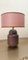 Ceramic Light with Purple Lampshade, Image 1