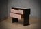 Mid-Century Black Wood and Pink Glass and Brass Commode and Chest of Drawers, 1980s 2