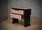 Mid-Century Black Wood and Pink Glass and Brass Commode and Chest of Drawers, 1980s, Image 2