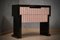 Mid-Century Black Wood and Pink Glass and Brass Commode and Chest of Drawers, 1980s 1