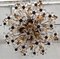 Italian Florentine Flush Mount Light with Murano Glass Flowers from Banci Florence, 1960s, Image 10