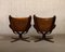 Sillas Falcon de cuero marrón de Sigurd Ressell para Vatne Furniture, Norway, años 70. Juego de 2, Imagen 6