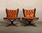 Falcon Chairs in Brown Leather by Sigurd Ressell for Vatne Furniture, Norway, 1970s, Set of 2 2