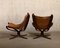 Falcon Chairs in Brown Leather by Sigurd Ressell for Vatne Furniture, Norway, 1970s, Set of 2 7