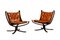 Falcon Chairs in Brown Leather by Sigurd Ressell for Vatne Furniture, Norway, 1970s, Set of 2, Image 1