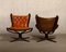 Falcon Chairs in Brown Leather by Sigurd Ressell for Vatne Furniture, Norway, 1970s, Set of 2 5