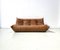 French Togo Sofa in Dark Cognac Leather by Michel Ducaroy for Ligne Roset, 1970s, Image 1