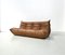 French Togo Sofa in Dark Cognac Leather by Michel Ducaroy for Ligne Roset, 1970s, Image 3