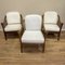 Armchairs in Rattan & White Leather by Hans Kaufmann for Mc Guire, 1970s, Set of 3 2