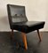 French Black Leather Easy Day Chairs with Oak Jeanneret Legs, 1950, Set of 2 9