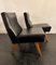 French Black Leather Easy Day Chairs with Oak Jeanneret Legs, 1950, Set of 2 2